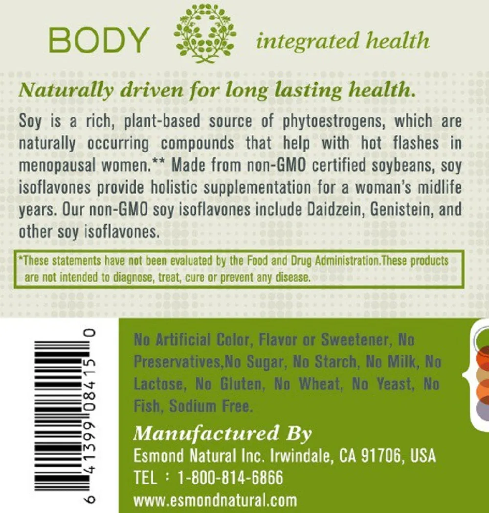 Soy Isoflavones Non-GMO (Supports Menopausal Health & Hot Flashes), USA, FDA, GMP, NPAC-250mg, 60 Capsules — image 2