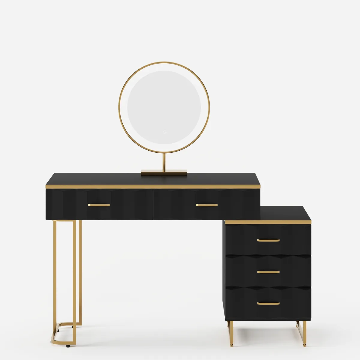 Modern White Extendable Makeup Vanity 5 Drawers Dressing Table Set with Stool and Mirror — image 10