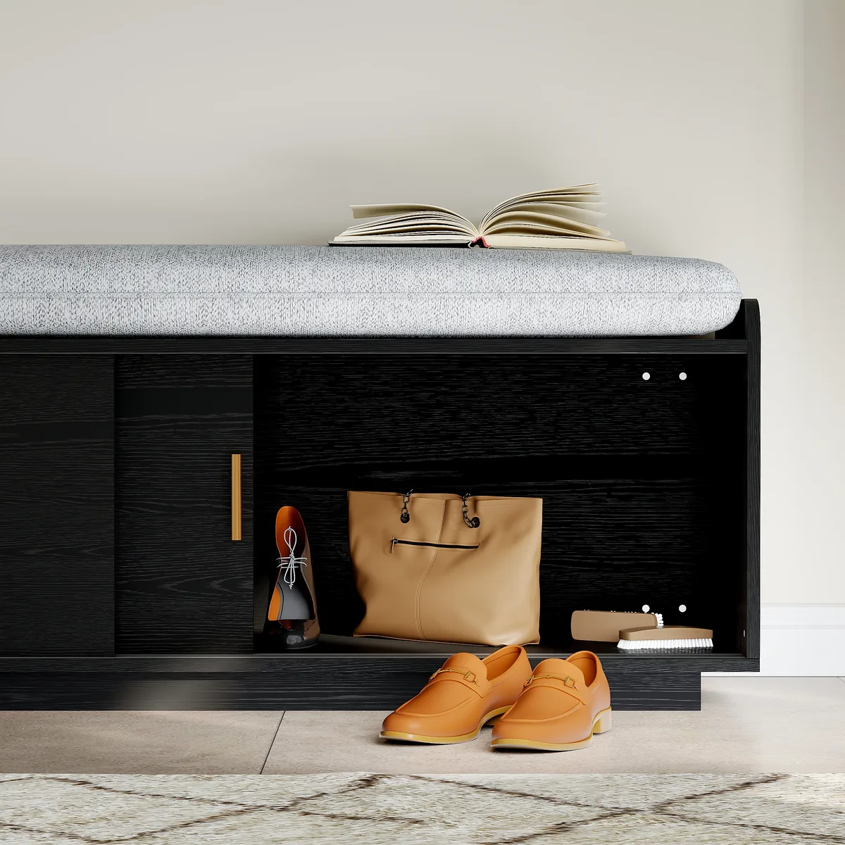 2 Doors Shoe Storage Entryway Bench — image 5