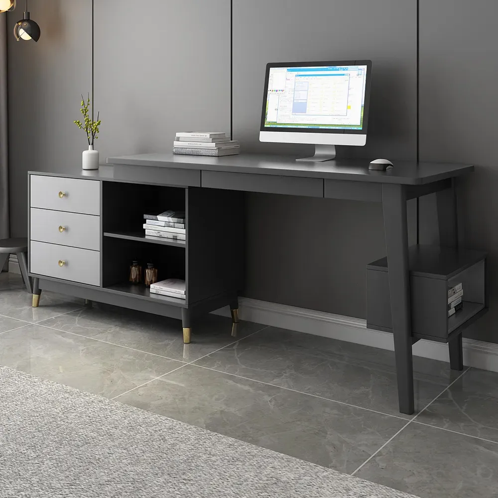 Ultic 47" L-Shaped Gray Rotating Desk with Storage — image 8