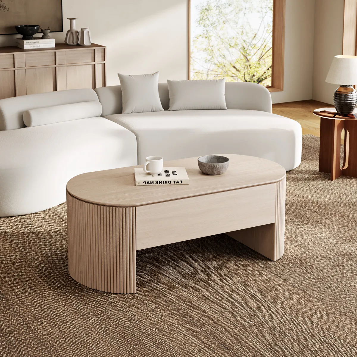 47" Oval Lift Top Mid-Century Modern Coffee Table — image 5
