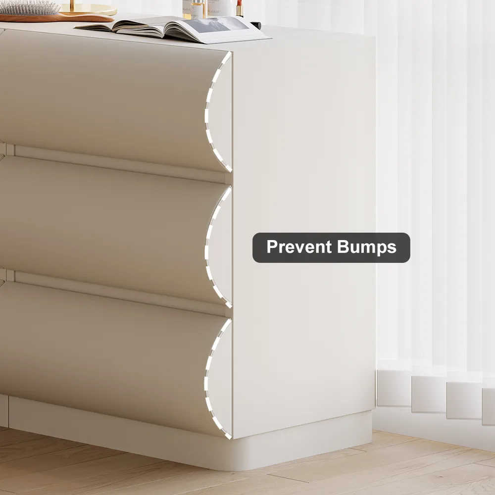Bedroom Dresser & Vanity Desk Set 6-Drawer Dresser Chest & White Makeup Vanity Set — image 9