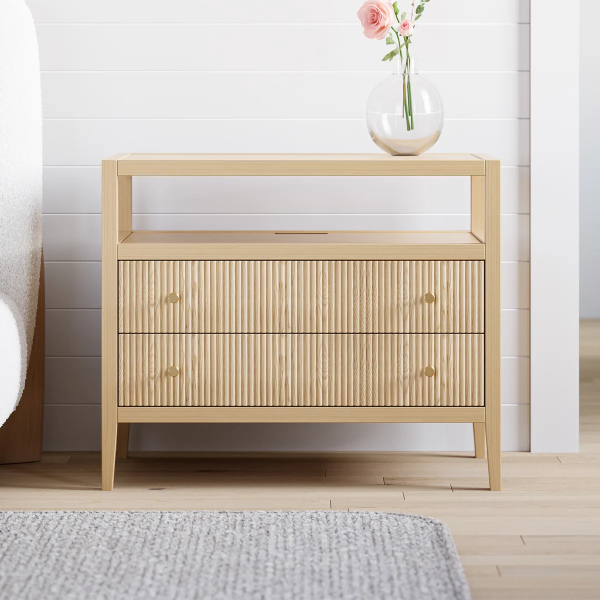 Stria Black Fluted 6-Drawer Dresser & 2 Wide Nightstands Set — image 13