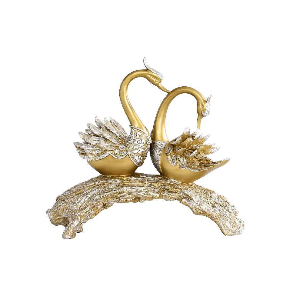 Swan Couple Resin Sculpture in Black & Silver for Home Table Decor — image 16