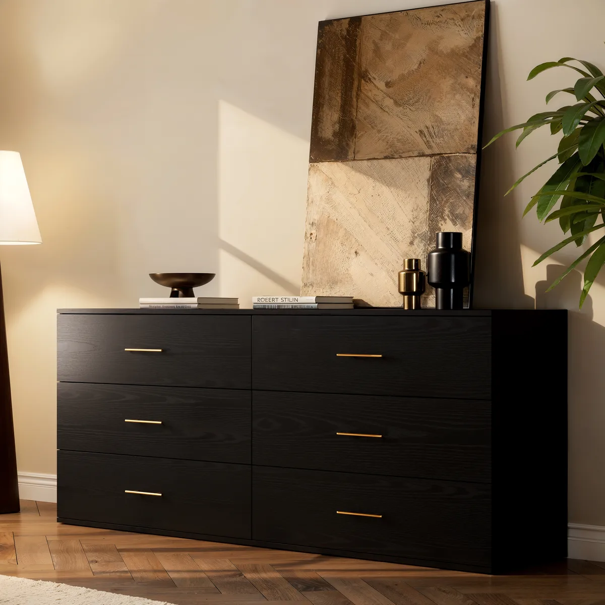 Arune 63" TV Stand with 6 Drawers Storage Chests