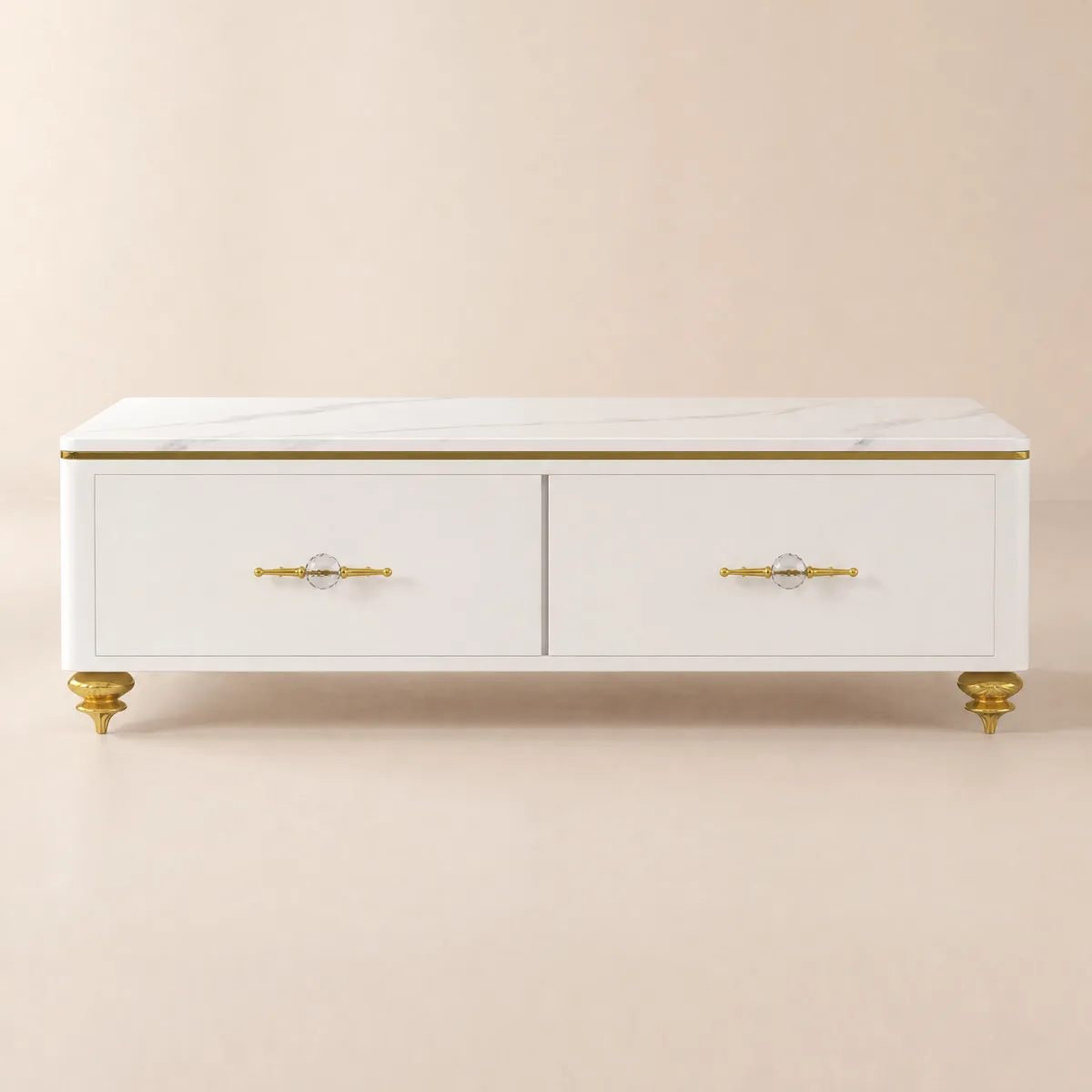 Chift 51.2" Modern Marble Coffee Table & Storage Drawers Gold Stainless Steel Legs — image 10