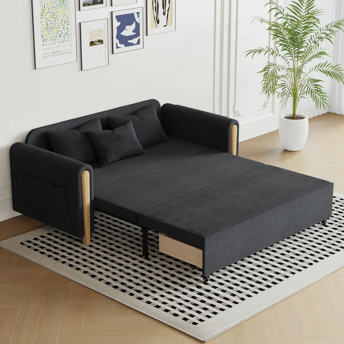 Black Upholstered King Size Daybed with Trundle — image 6