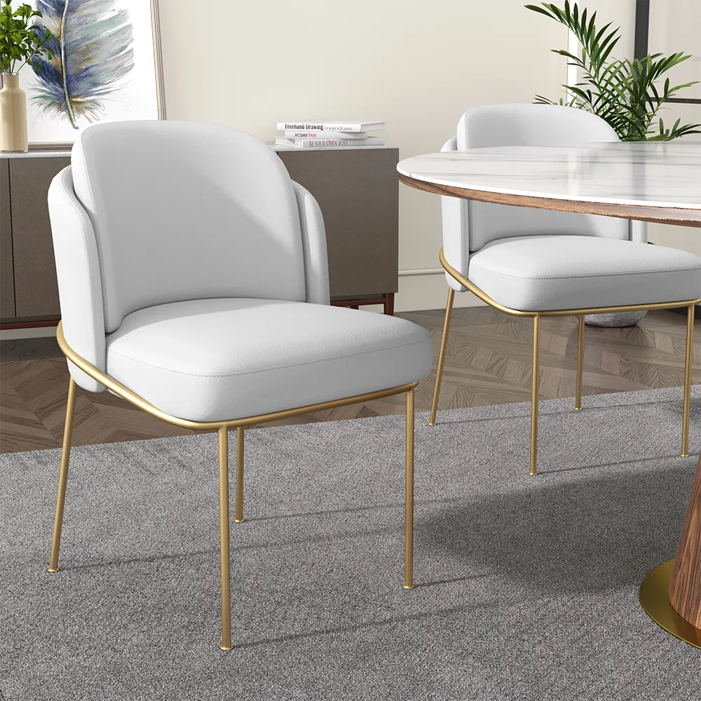 Modern Dining Chair Cotton & Linen with Upholstered Side Kitchen Chairs — image 7