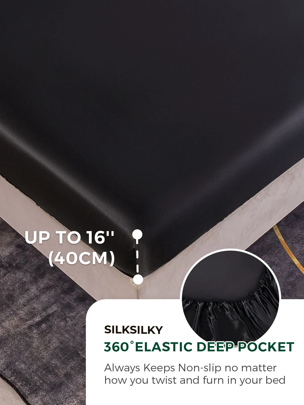 22Momme Silk 4Pcs Set Fitted&Flat Sheets+2x Pillowcases — image 4