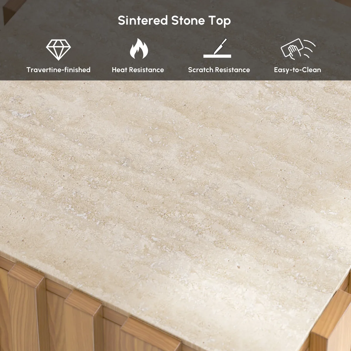 Aura Ash Wood Fluted Side Table with Sintered Stone Top — image 17