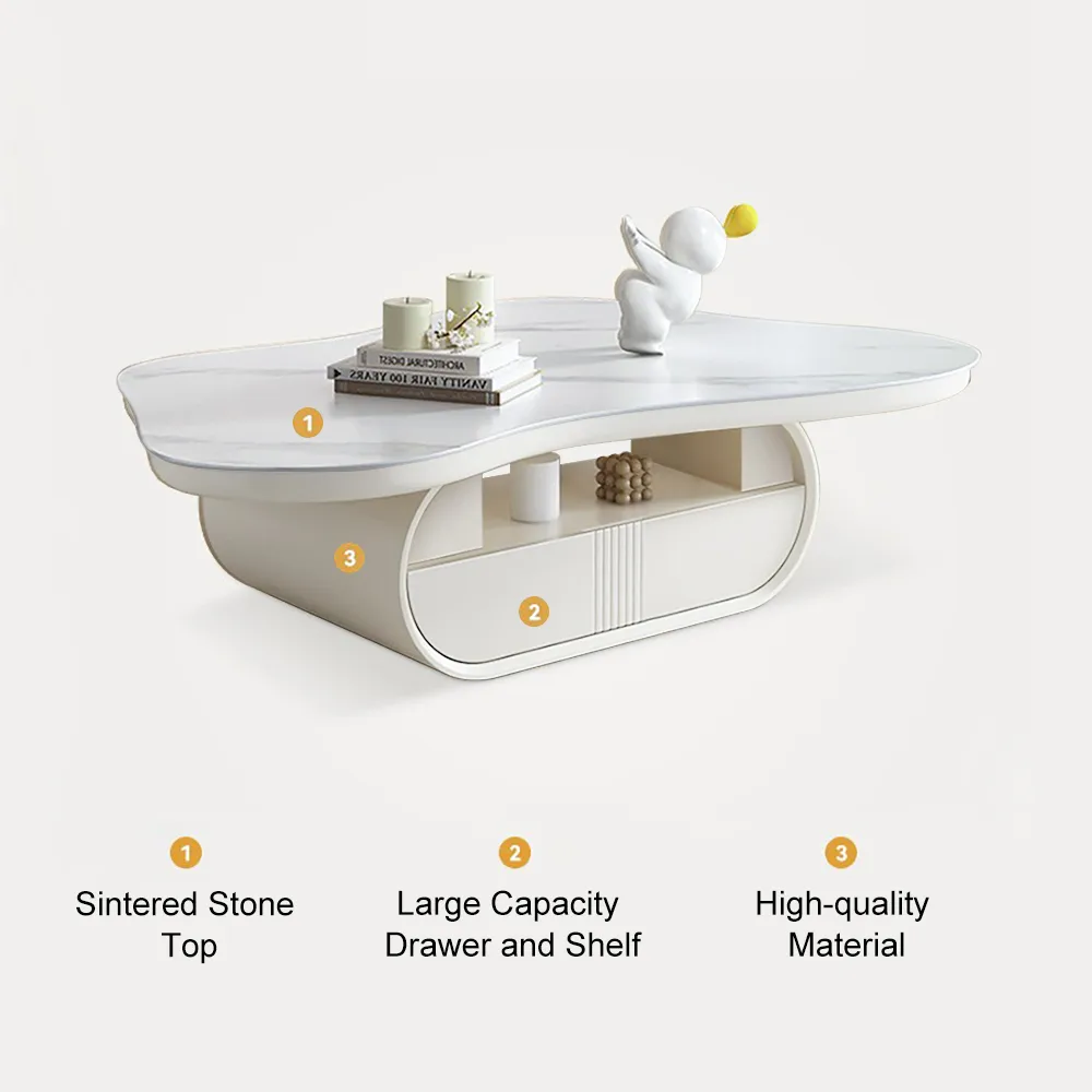 Cloud Coffee Table Wood Irregular Sintered Stone Top — image 18