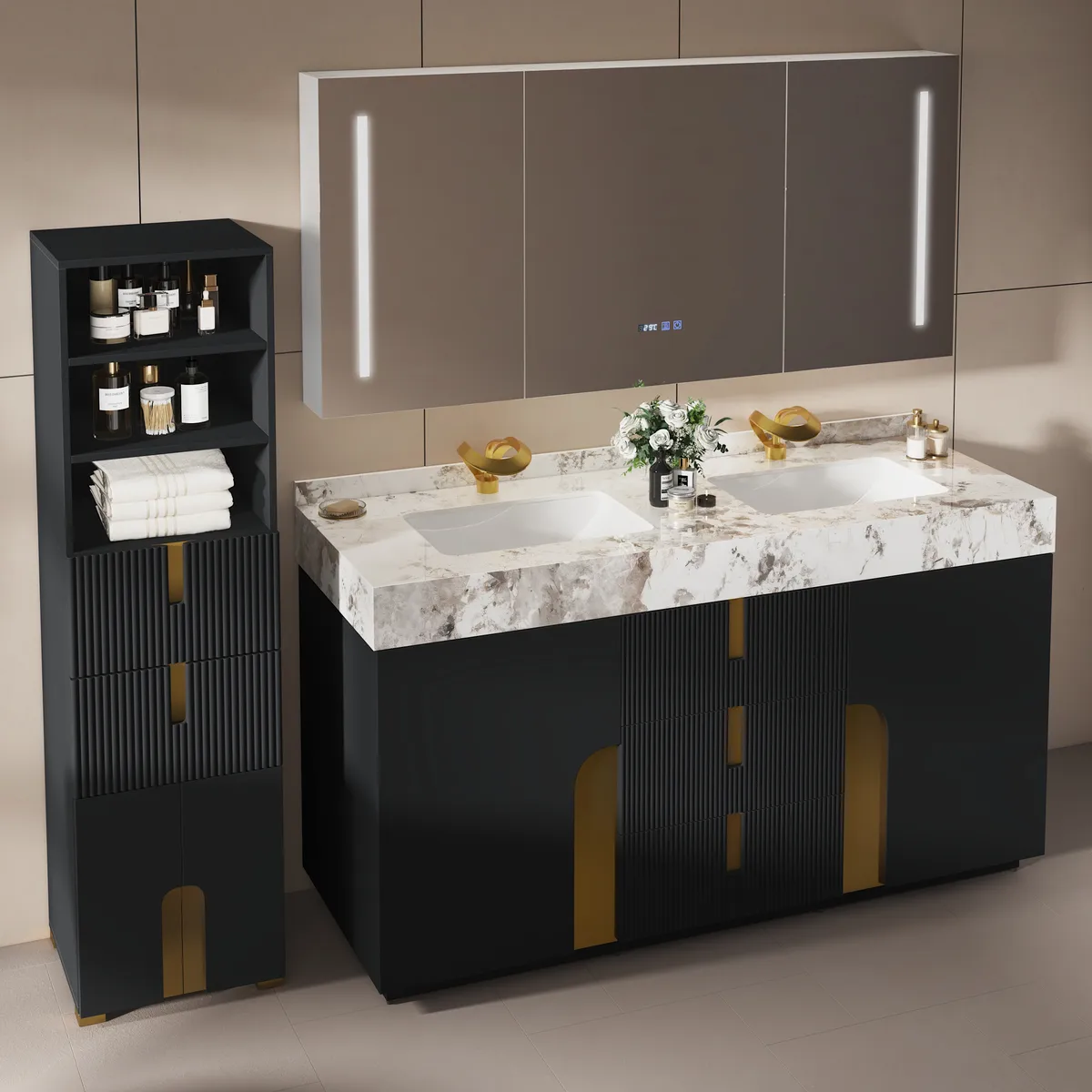 Artis 59" Tall Bathroom Storage Cabinet & 36" Single Vanity Set — image 3