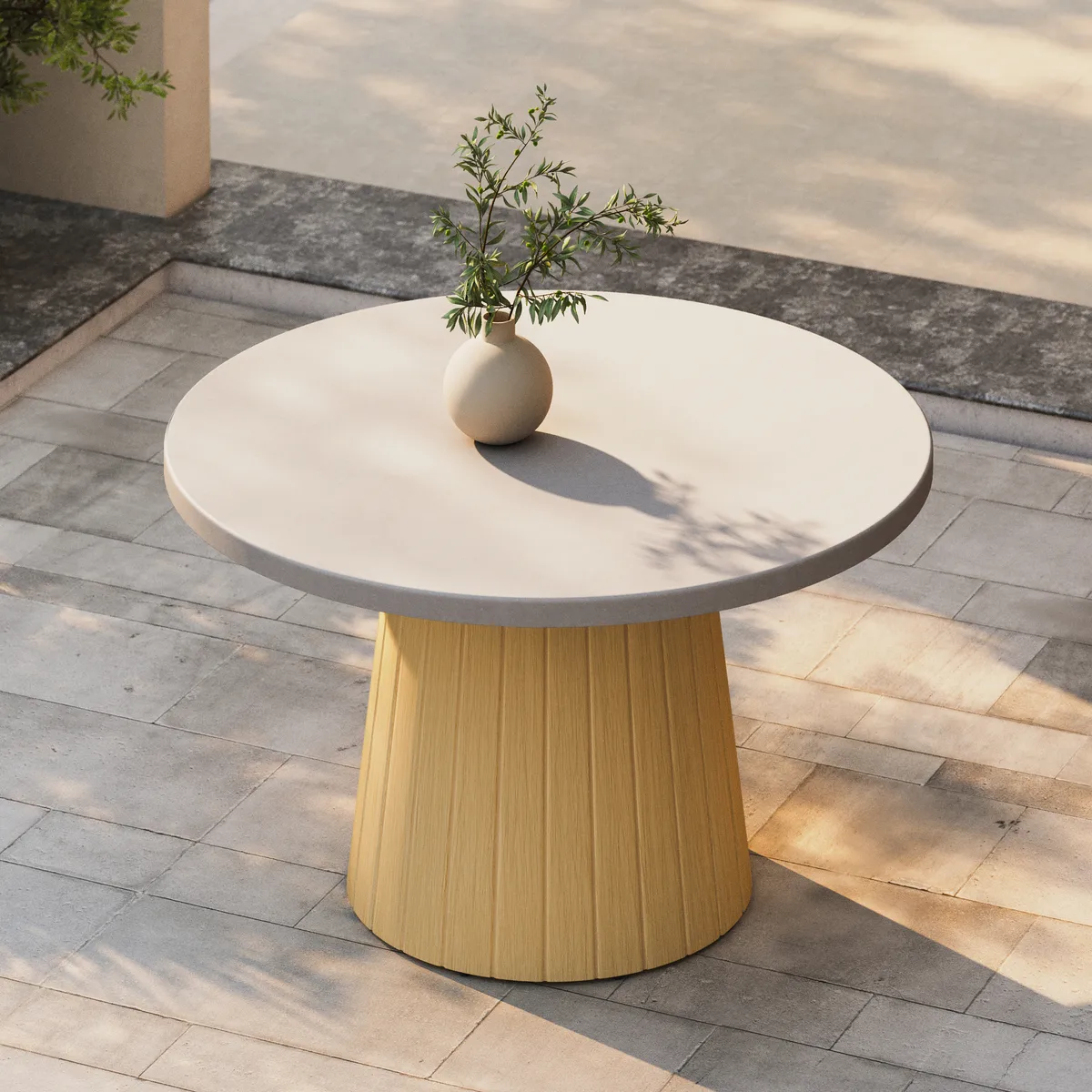 48" Concrete & Aluminum Coastal Style Outdoor Dining Table — image 2