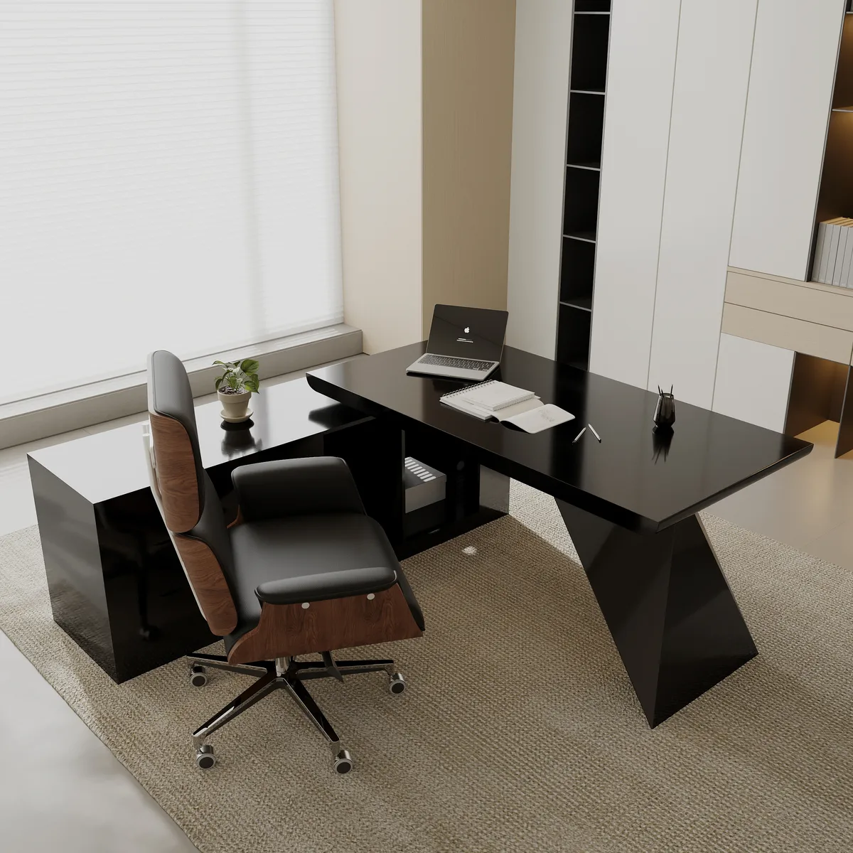 Modern White L-Shape Executive Left Hand Desk & Office Chair Set (70.9'') — image 17