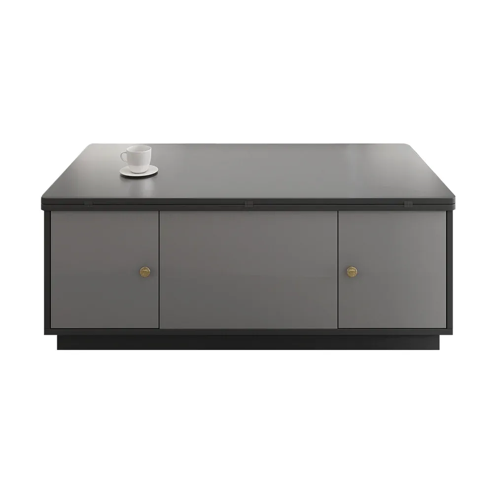 Set of 2 Gray Extendable 3 Drawers TV Stand & Lift-Top Coffee Table Set Up — image 9