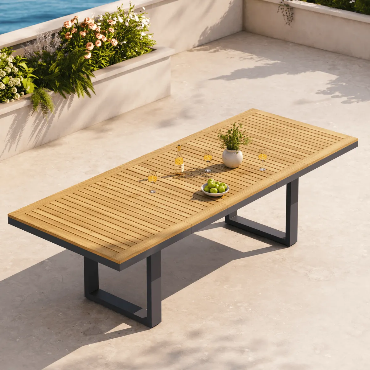 Tevara Outdoor Extendable Teak & Aluminum Dining Table — image 7