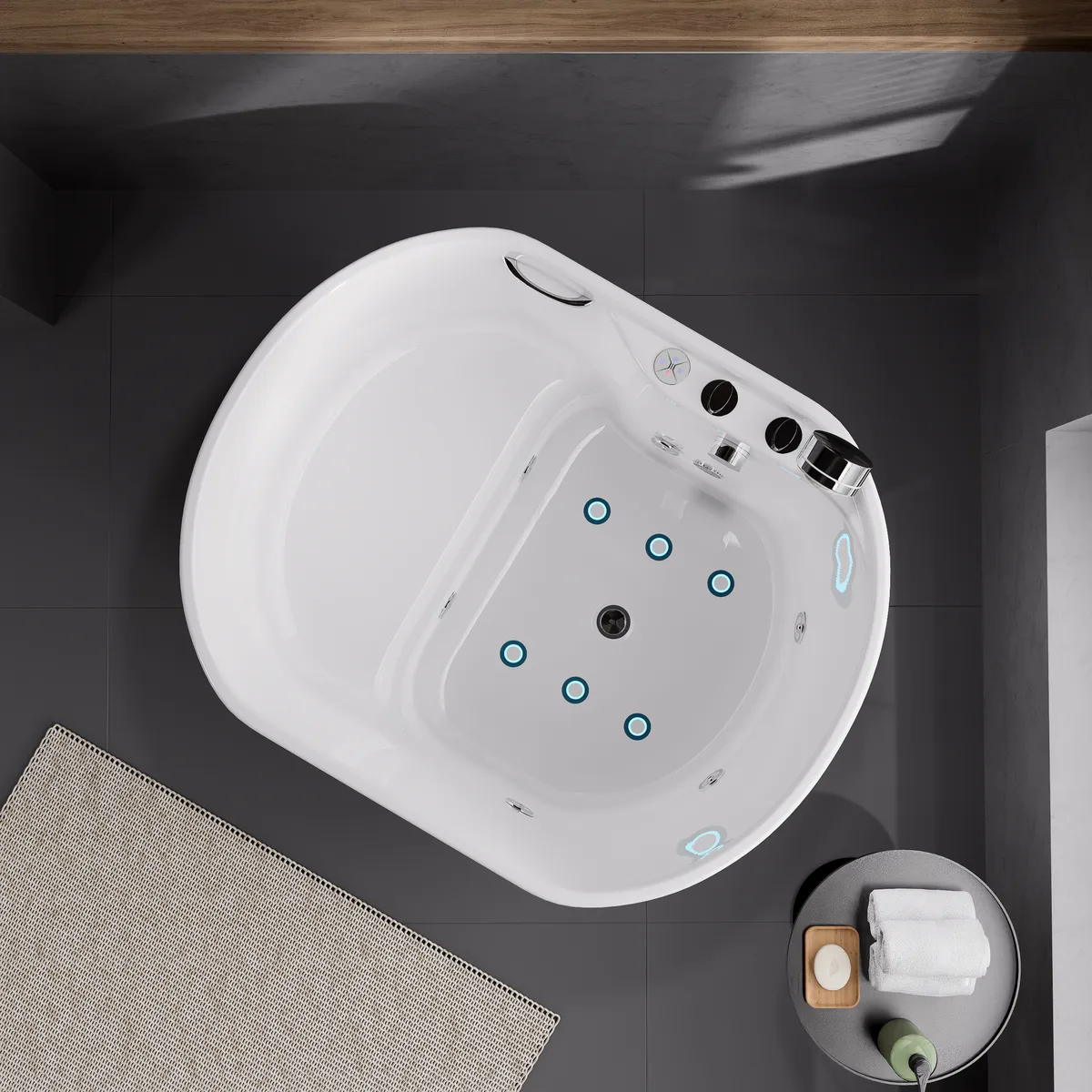 39" Deep Whirlpool Bathtub oval Acrylic Jetted with Thermostat Control Modern — image 8