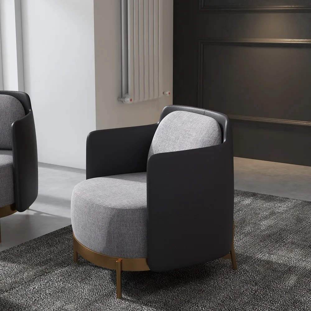 Black & Gray Modern Accent Chair with Linen Upholstery for Living Room — image 9