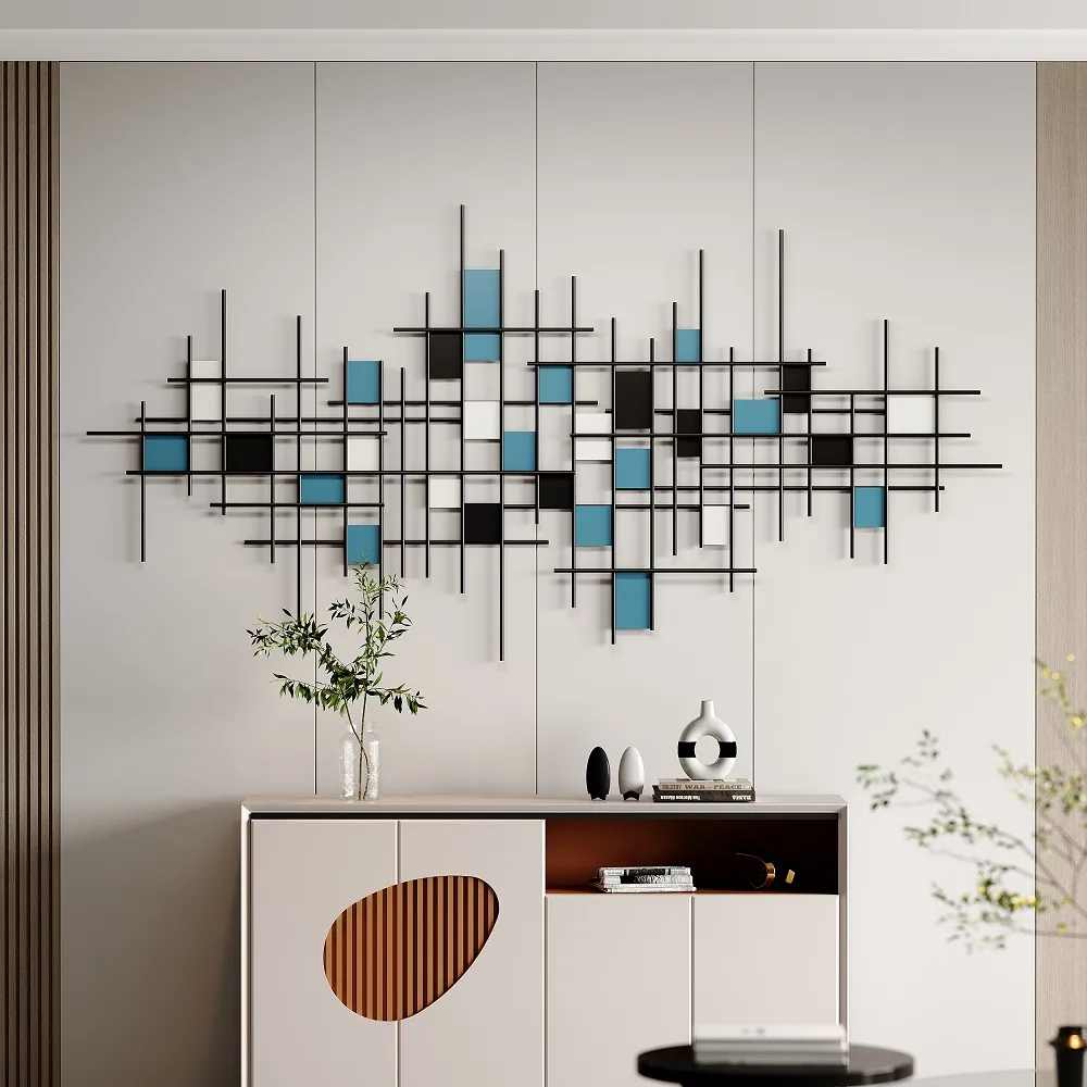 51.2"W Modern Luxury Style Black Metal Wall Decor Home Art in Living Room — image 5