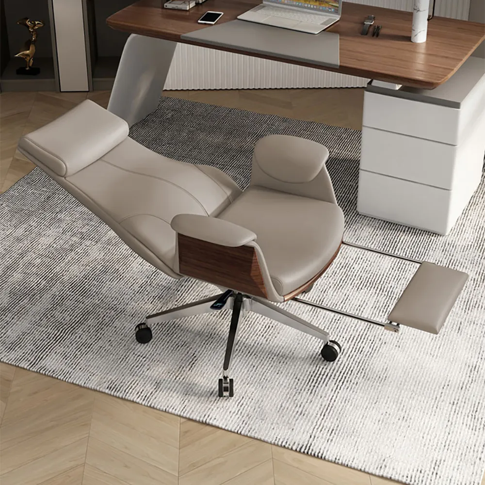 Reclining Leather Office Desk Chair High Back Adjustable Swivel — image 20