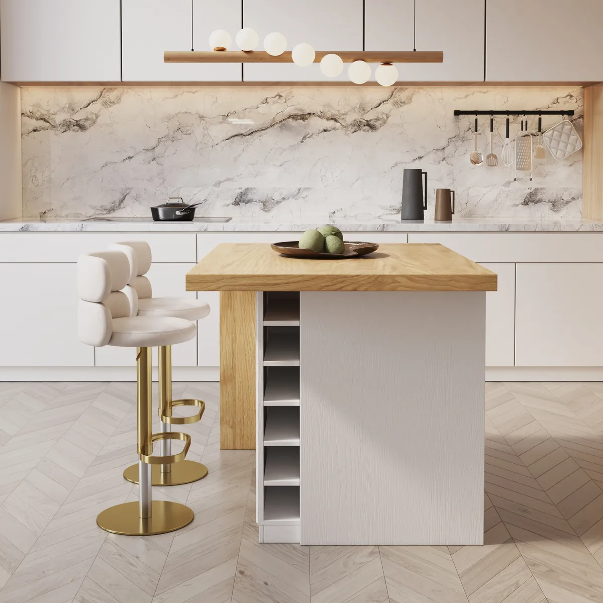 72" Modern Kitchen Island Laminate & 4 Counter Stools Set Storage Cabinet — image 13