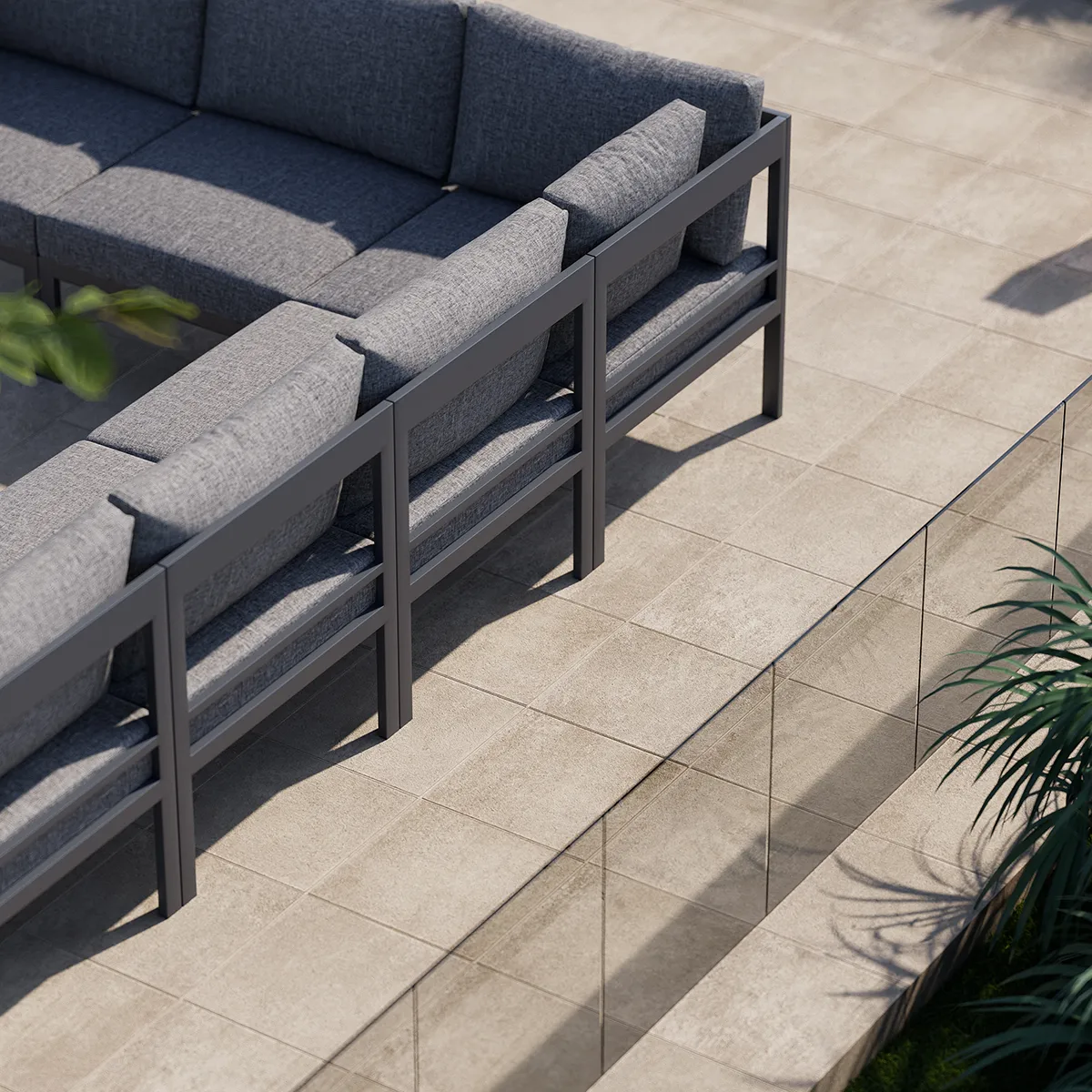 Fencura 7-Piece Outdoor Aluminum & Rope Weave Modular Sectional Set in Dark — image 7