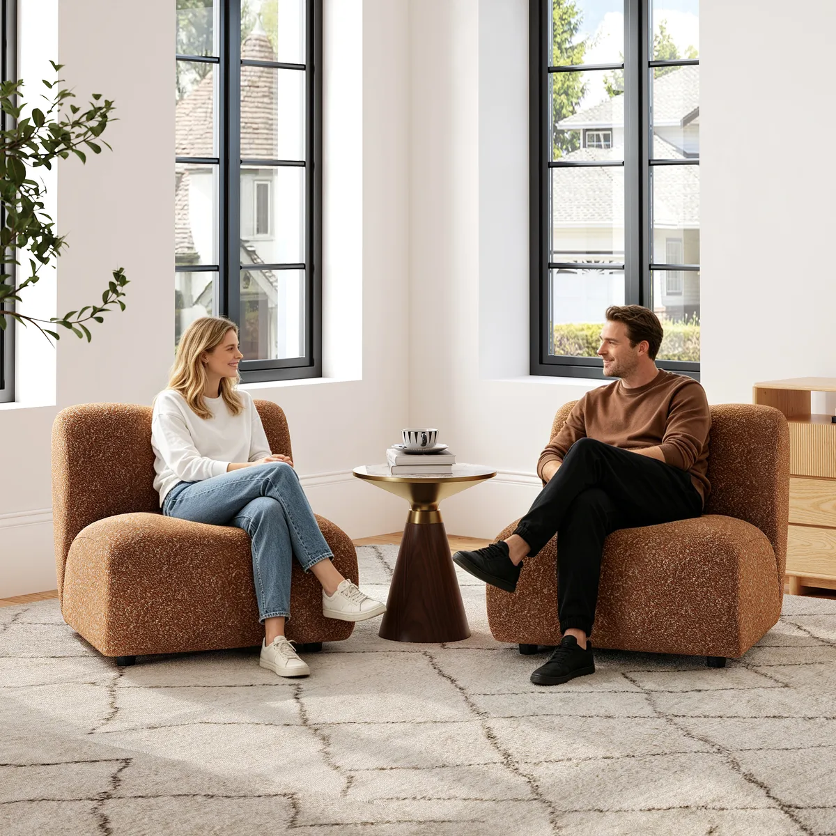 17" Performance Boucle Upholstered Curved Slipper Accent Chair — image 14