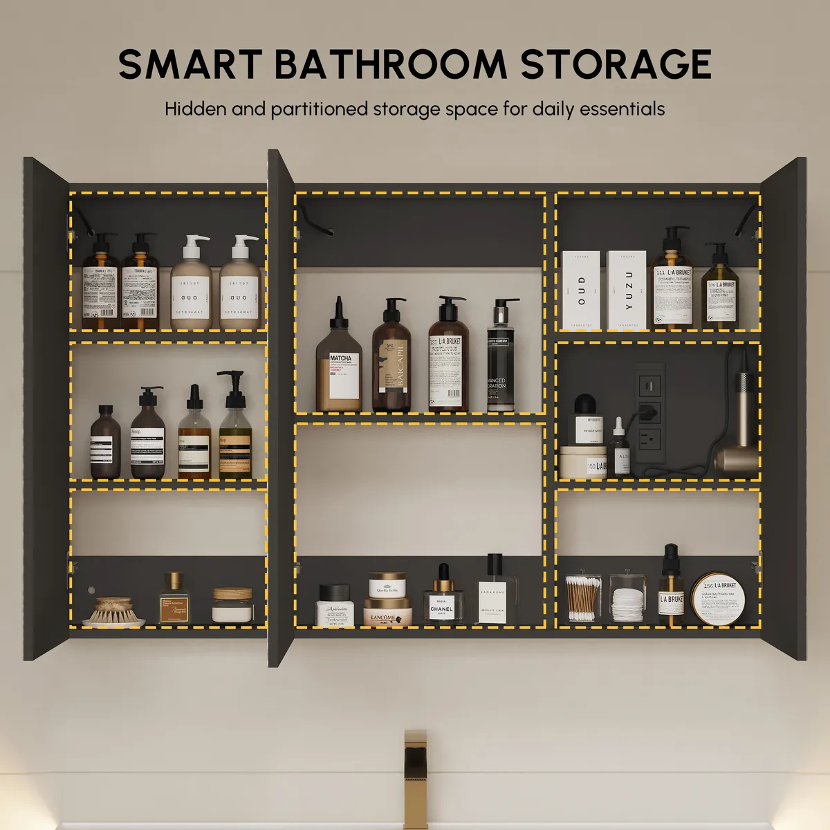 47" Modern Wall-mounted LED Bathroom Medicine Cabinet Vanity Mirror with Storage — image 17