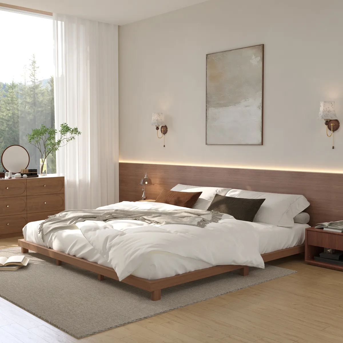 Japanese Style King Low Bed Frame Black Floor Bed — image 25