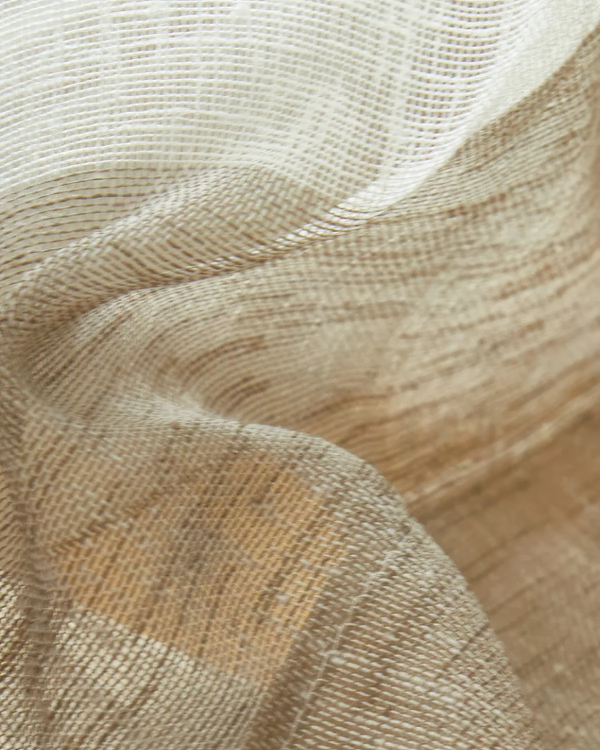 Raw Linen Blend Striped Patterned Semi-Sheer Custom Cafe Curtain — image 2