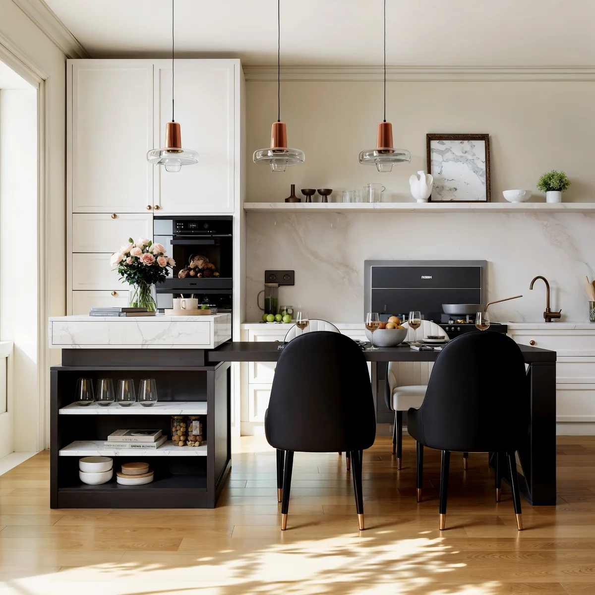 73"-93" Extendable Kitchen Island Set with 4 Dining Chairs — image 4