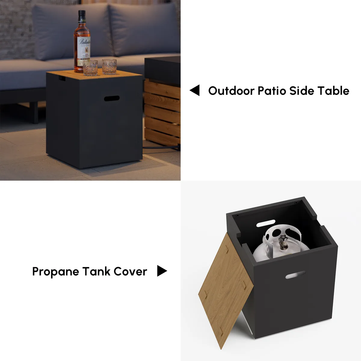 18.5" High Tevara Propane Gas Tank Cover Table for Outdoor Fire Pit Aluminum Bottle Cap — image 17