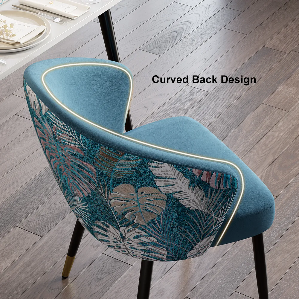 Modern Velvet Dining Chairs Upholstered Blue Dining Room Chairs with Arm — image 17