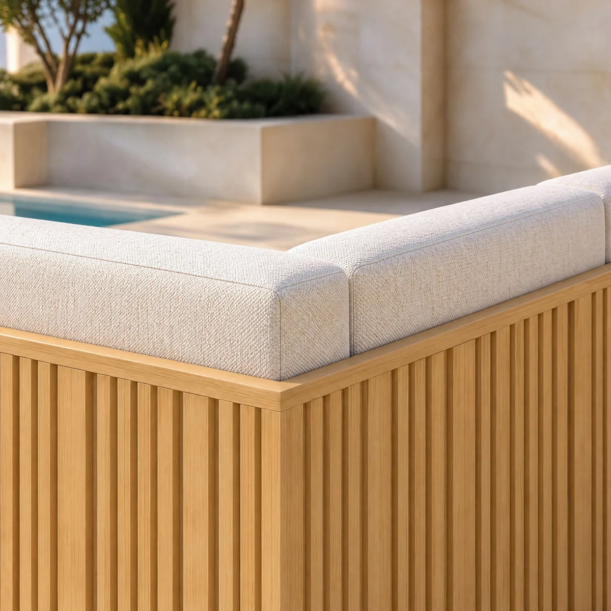Flutera Fluted Aluminum Boucle Outdoor Conversation Sofa Set — image 8