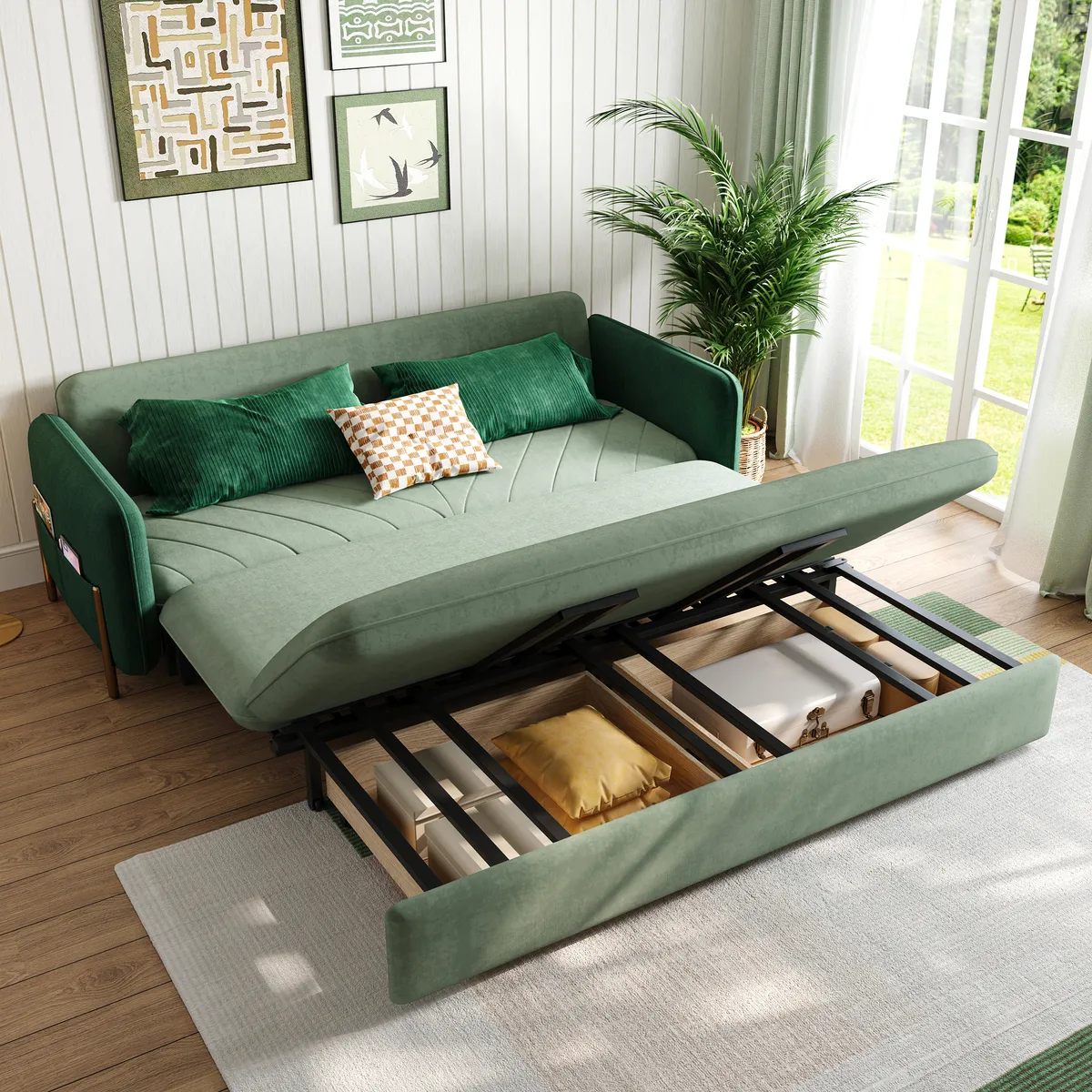 68" Full 2-Seater Boucle Convertible Sleeper Sofa — image 22