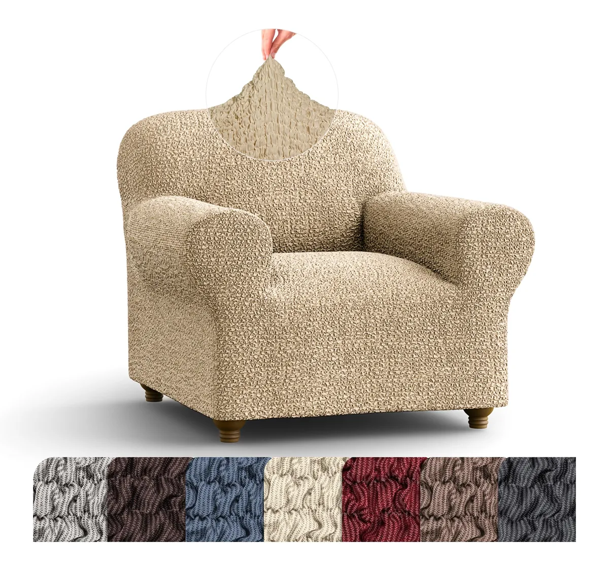 Armchair Slipcovers - 1-Piece Furniture Protector - Form Fit, Machine Washable - CottonRich Collection — image 17
