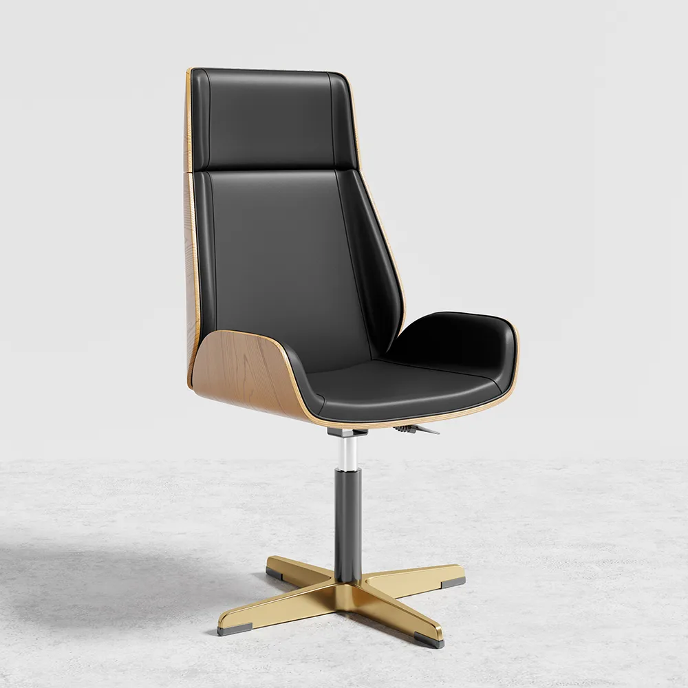 Black Leather Modern Home Office Chair Upholstered High Back Executive Chair — image 9
