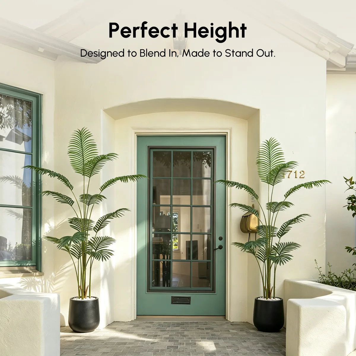 6 ft. Artificial Areca Palm Tree with Planter and Decorative Stones — image 7