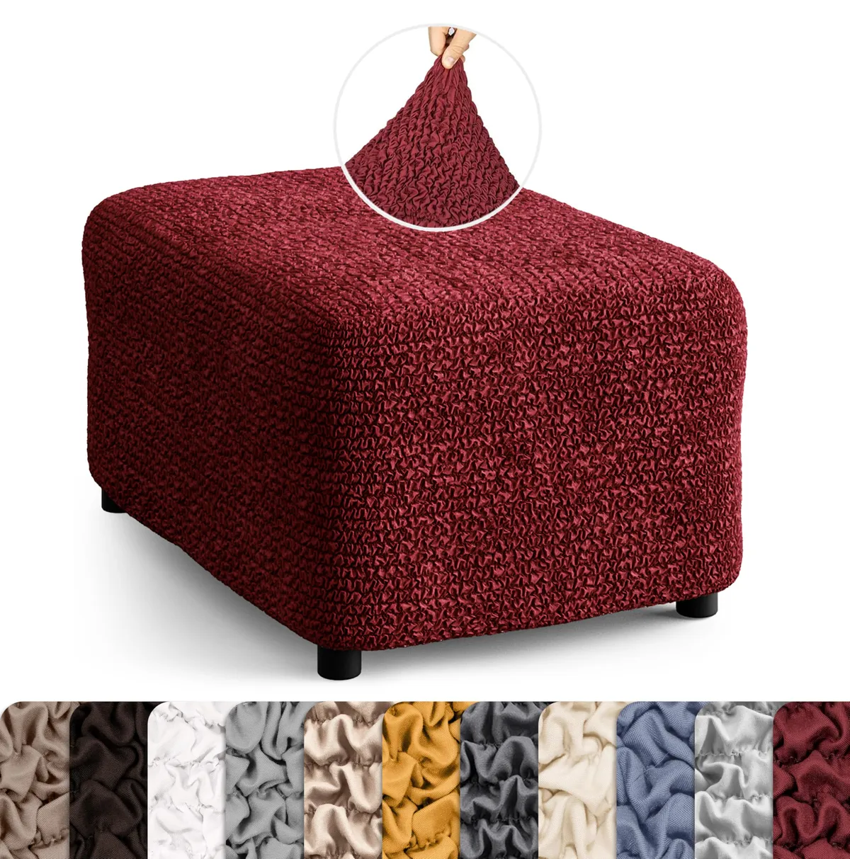Ottoman Slipcovers - 1-Piece Furniture Protector - Form Fit, Machine Washable -MicrofibraCollection — image 10
