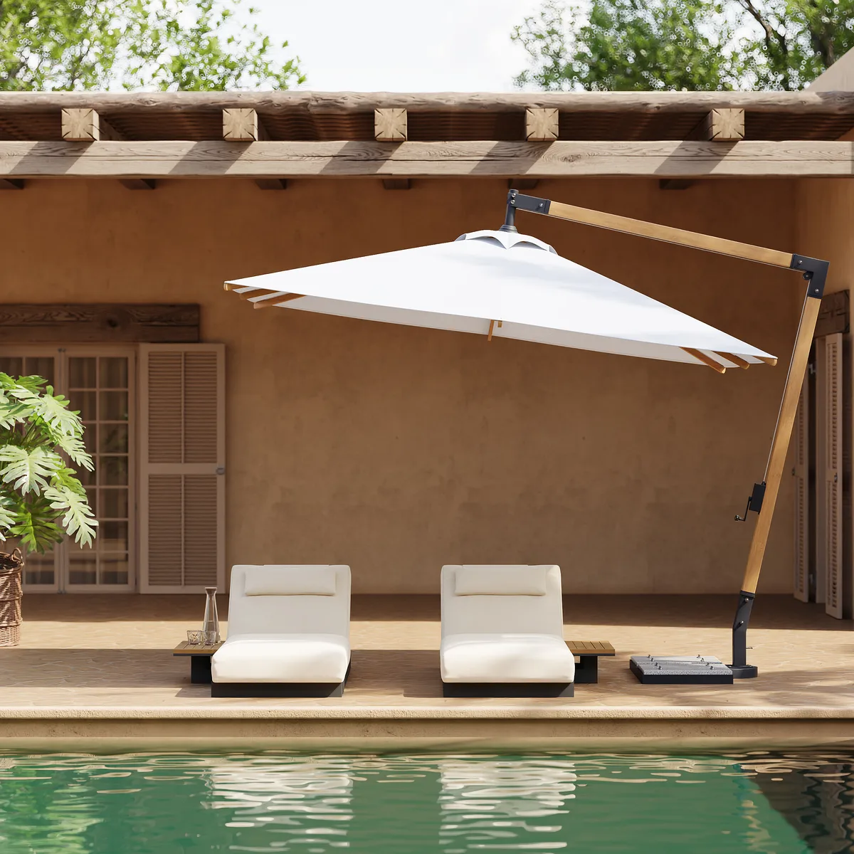 Tevara 118" Patio Cantilever Umbrella Adjustable Height Outdoor Sun Umbrella for Pool / Beach in Gary — image 5