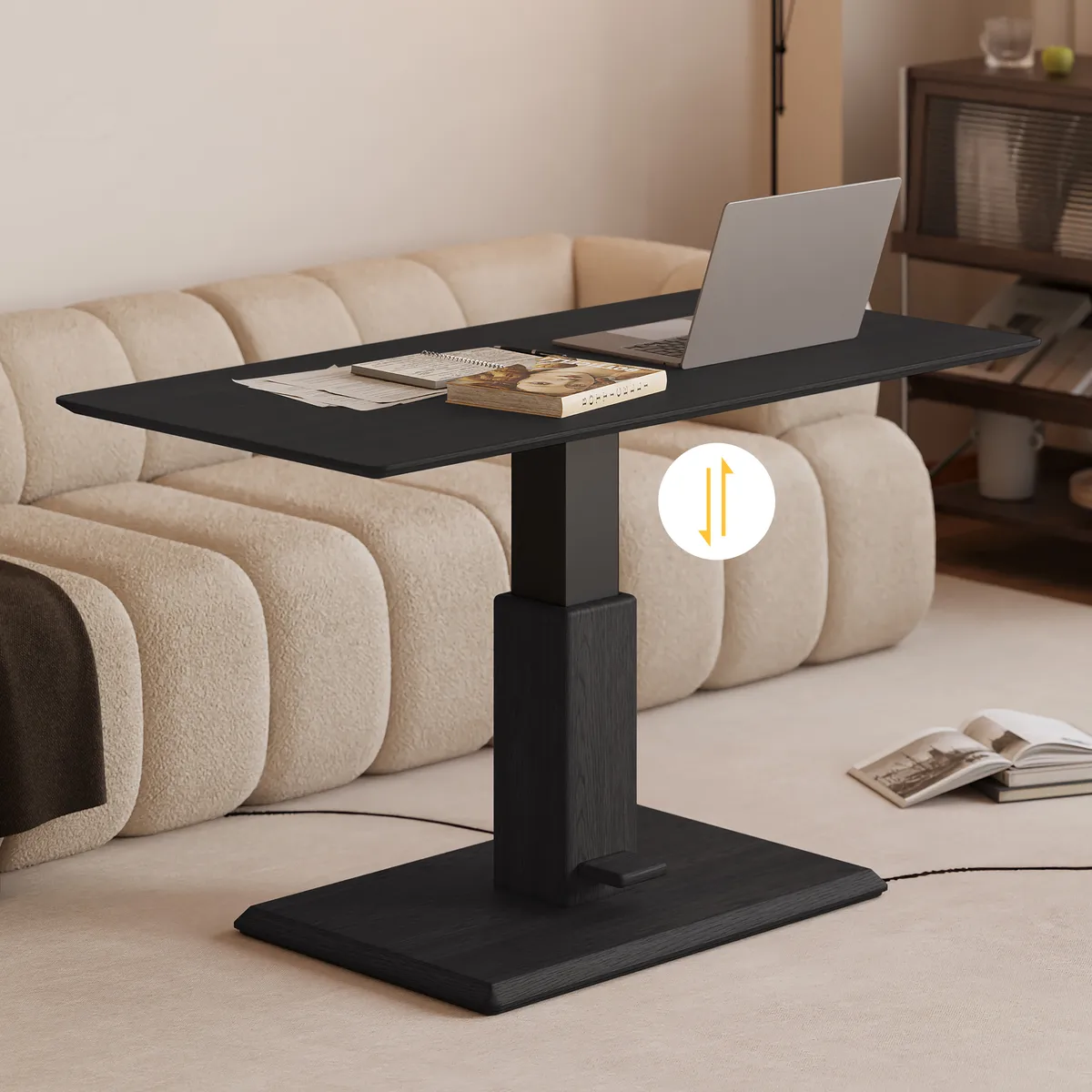 47" Black Lift-Top Height-Adjustable Coffee Table — image 3