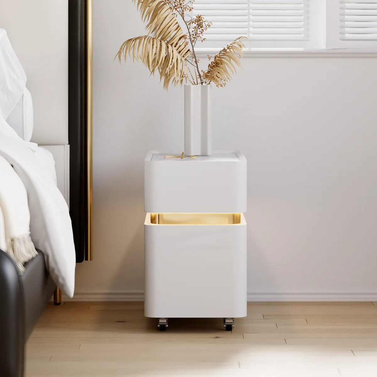 Narrow Smart LED Nightstand with Sintered Stone Top — image 3