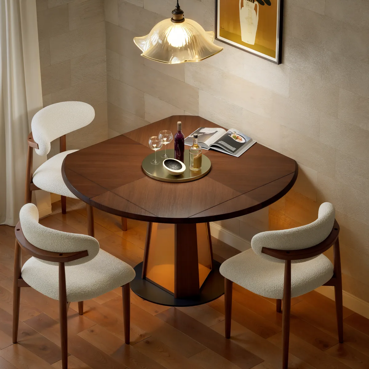 36"-47" Solid Wood Extendable Dining Table with Light — image 8