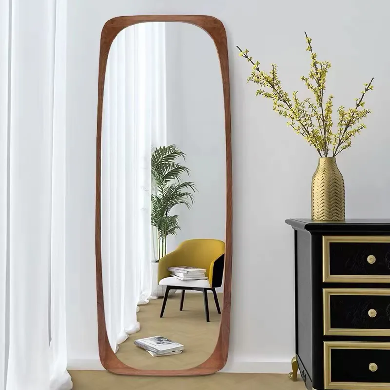 Mid-Century Rectangle Full Length Floor Mirror Wood Frame 69"x 20" Leaning Mirror