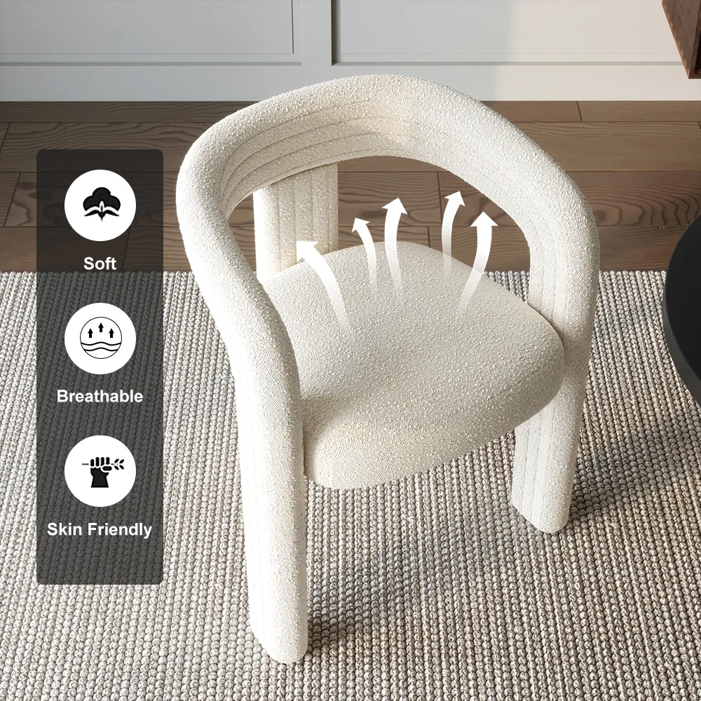 Set of 4 Sherpa Dining Chair Back C-Shaped Modern Gray Dining Room Chair with Lamb Wool Upholstered — image 6