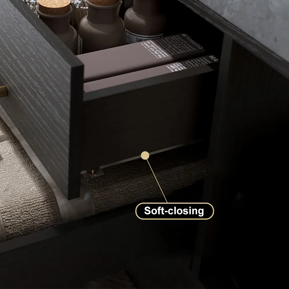 59" Double Sink Bathroom Vanity with Gold Handles – Walnut Modern Floating Vanity — image 28