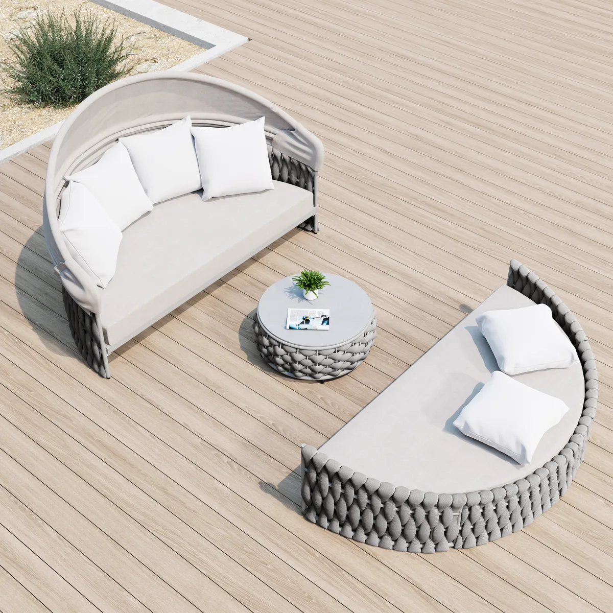 Cocaro Round Garden Polyrattan Sun Island with Roof and Weatherproof Cover — image 26