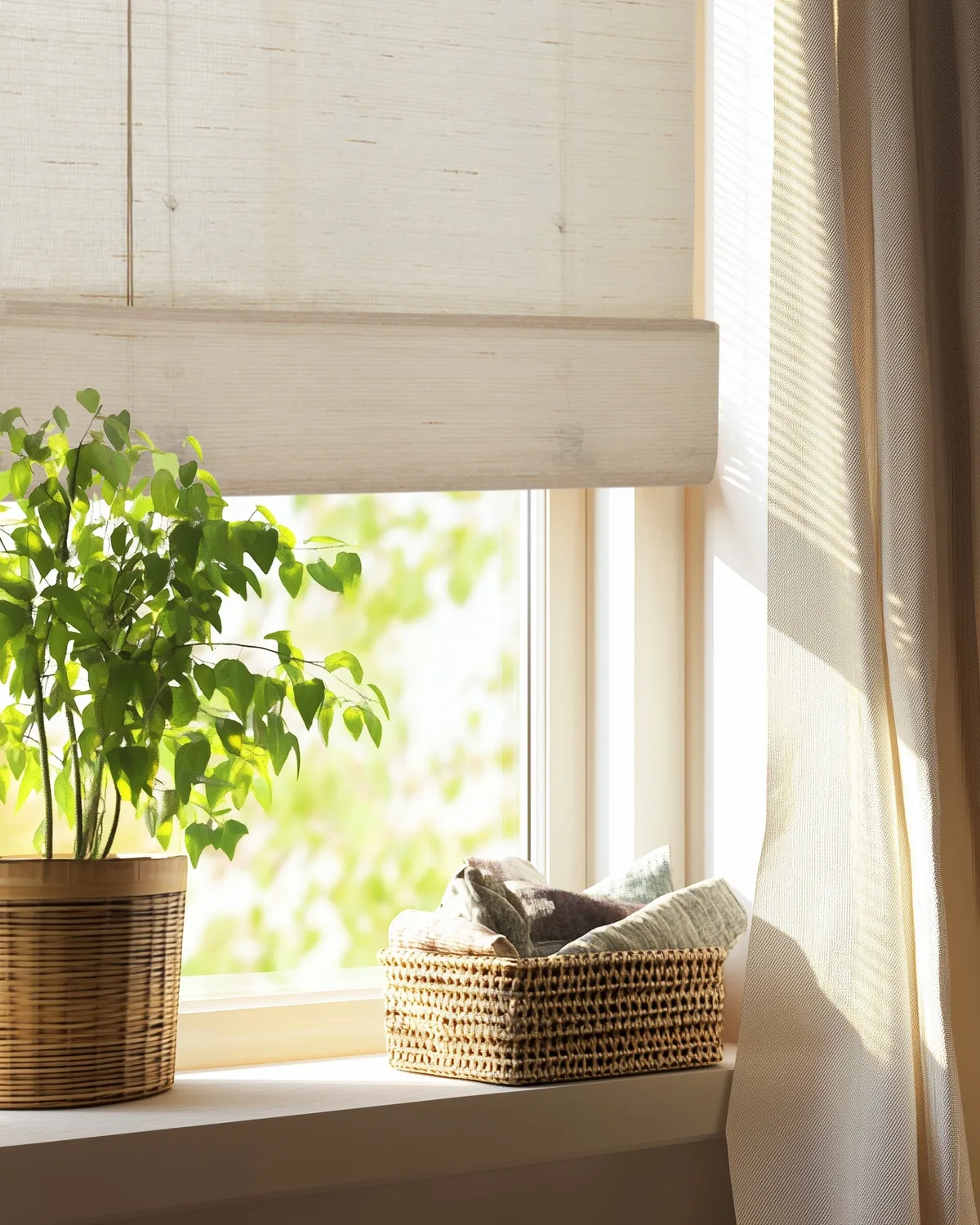 Yuki Linen Motorized Woven Shade - White — image 3