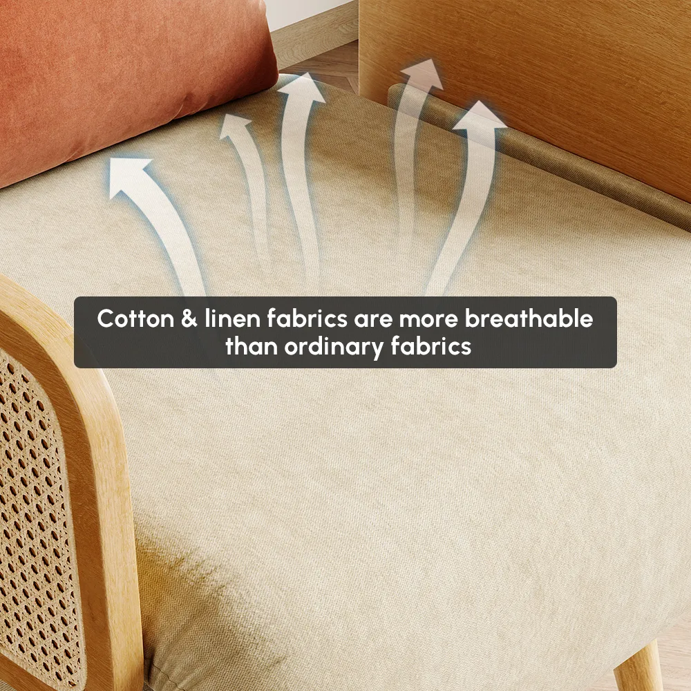 Futon Bed Twin Sleeper Sofa Convertible Chair Bed with Rattan Armrest — image 9