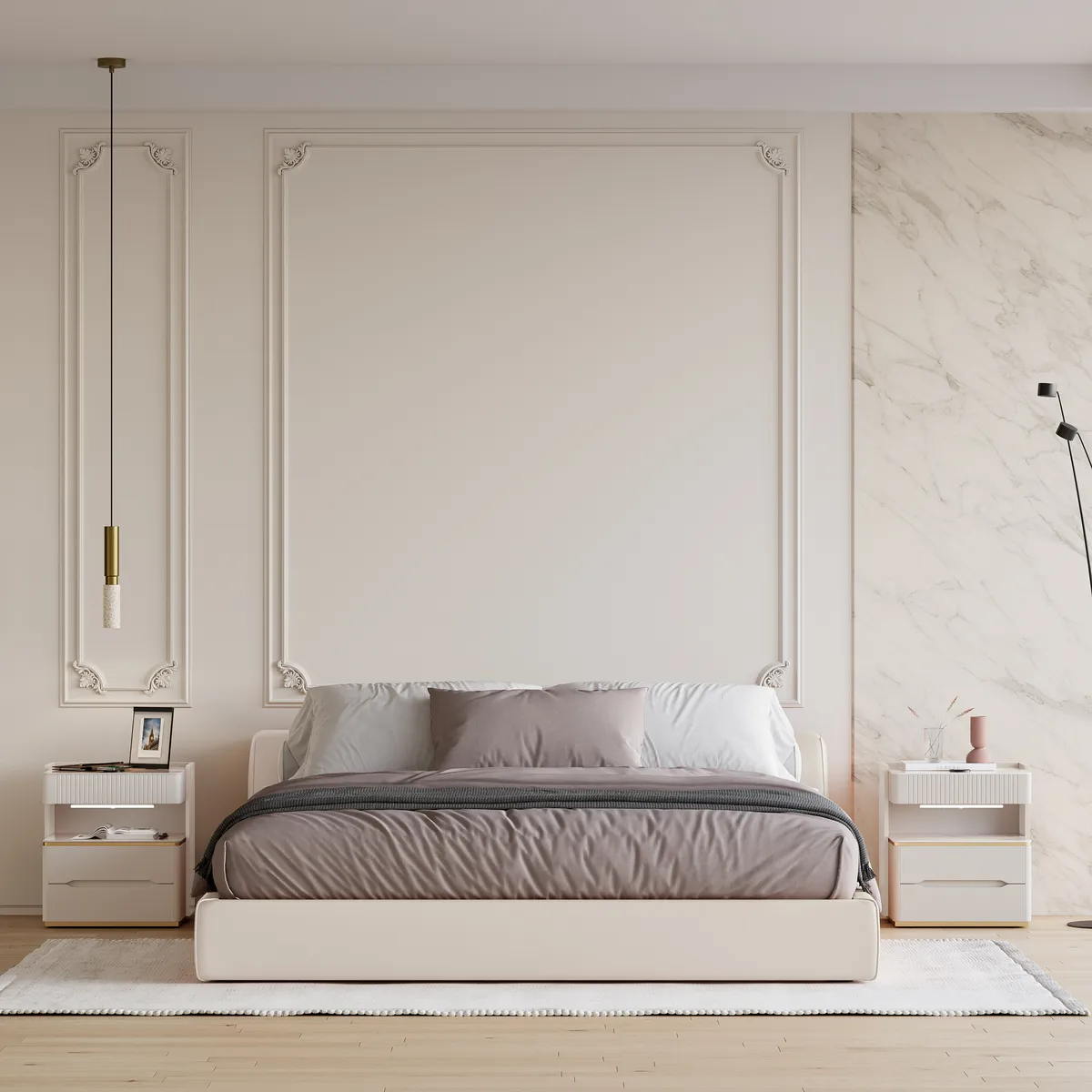 Modern Smart Nightstand with Wireless Charger & Sensor Light & Bluetooth Speakers Sintered Stone Bedisde Table — image 9